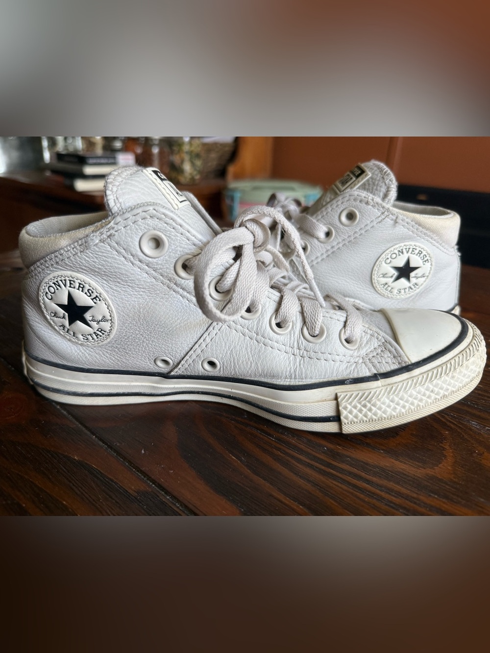 Converse Madison Light Gray Mid-Top Leather Sneakers
